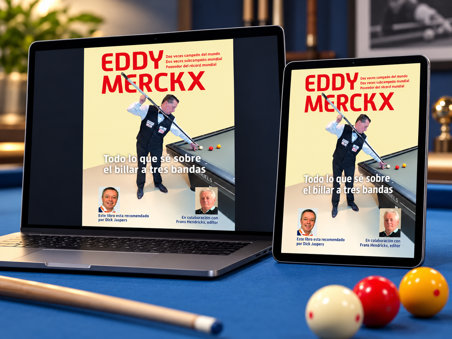 E-book de Eddy Merckx: Todo lo que sé sobre el billar a tres bandas en ordenador portátil y tableta